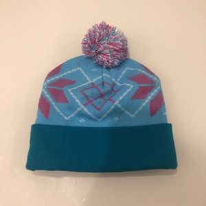 Blue Pink Tagless Pompom Thick Winter Stretchy Hat